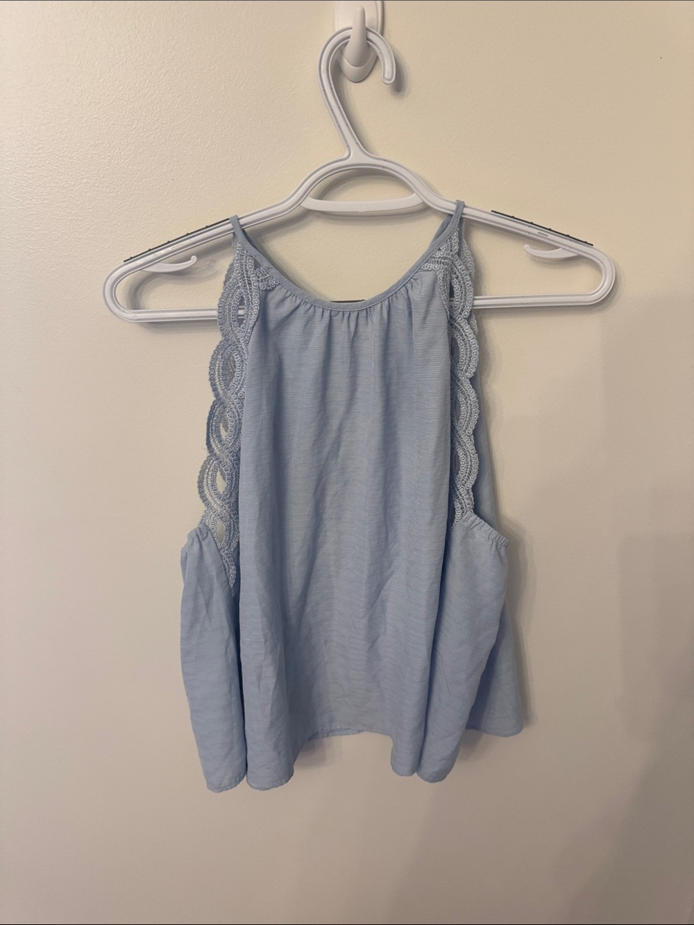 Kendall & Kylie Light Blue Crochet-Trim Halter Camisole
